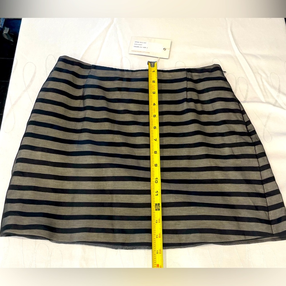 Harvey Faircloth striped cotton and silk-organza layered mini skirt